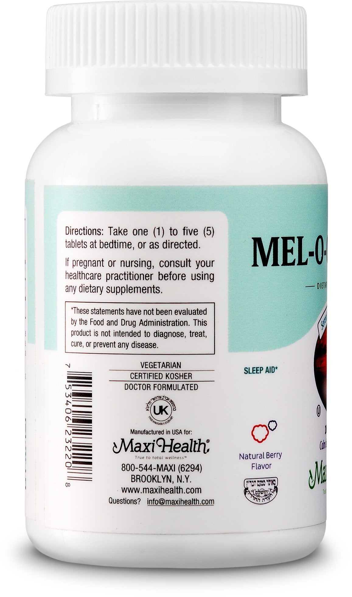 Maxi Health detalle de tableta masticable fresa mostrando textura y tamaño