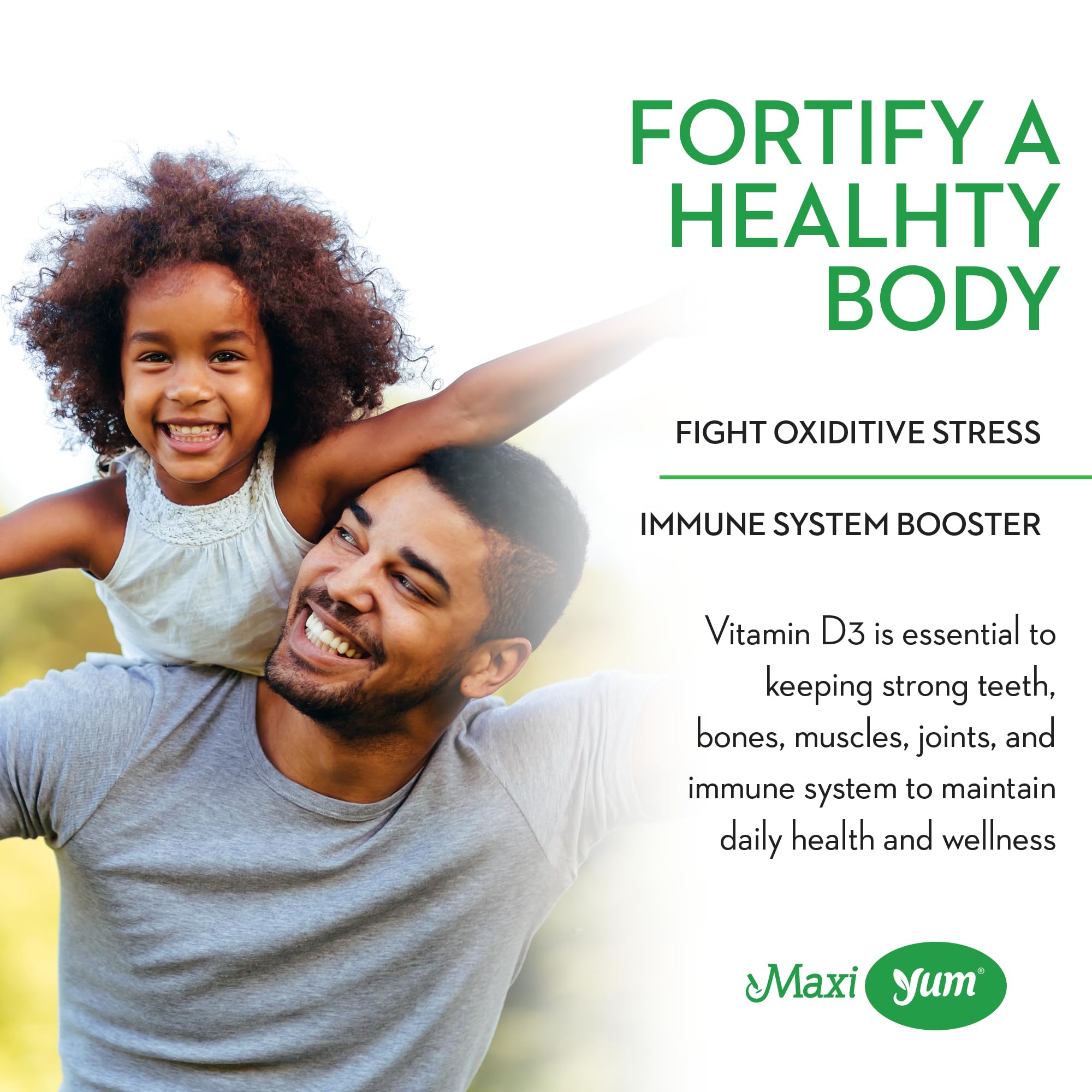 Maxi Health gomita en mano para comparar tamaño y facilitar la toma