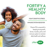 Maxi Health gomita en mano para comparar tamaño y facilitar la toma