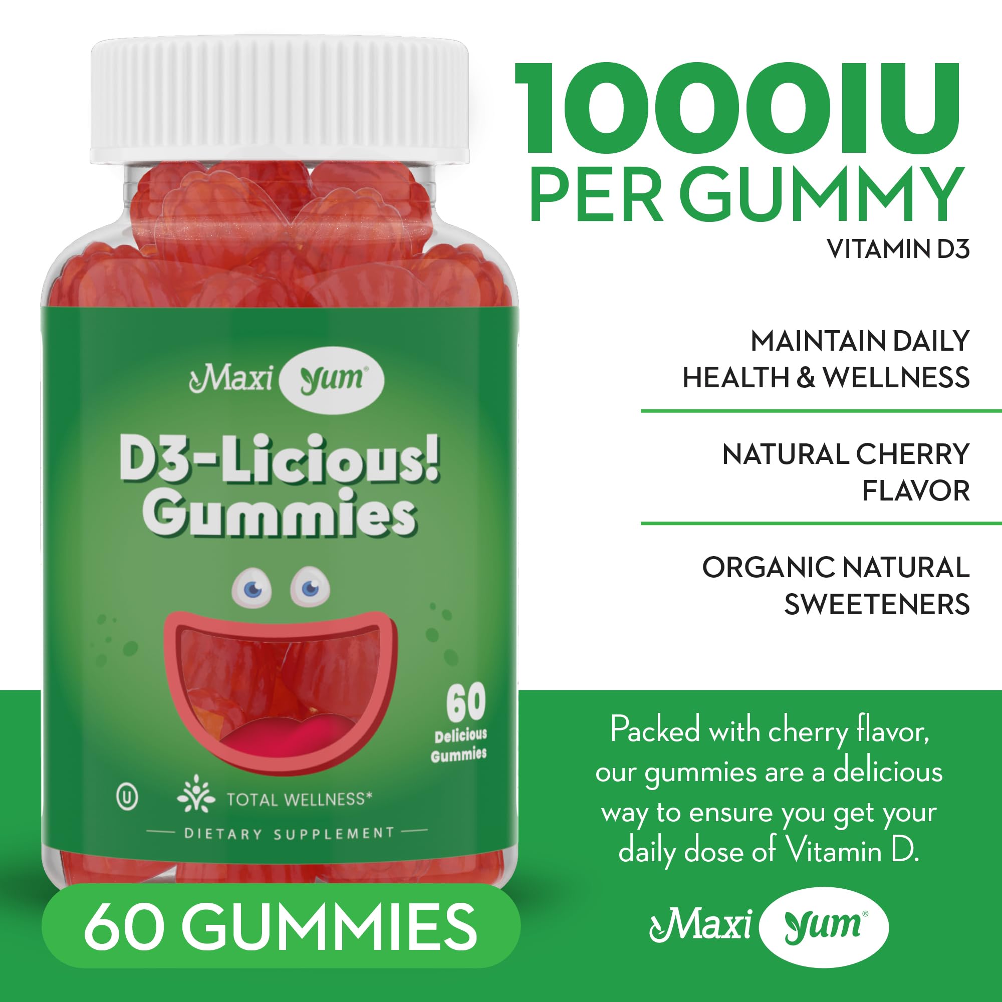 Maxi Health frasco abierto con gominolas para ver cantidad disponible