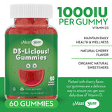 Maxi Health frasco abierto con gominolas para ver cantidad disponible