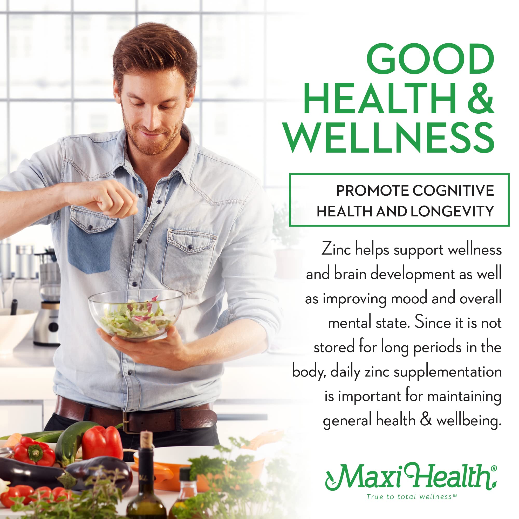 Persona tomando cápsula Maxi Health Zinc, uso cotidiano y digestión cómoda