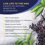 MaxImmunity etiqueta con lista de ingredientes y ventajas orgánicas