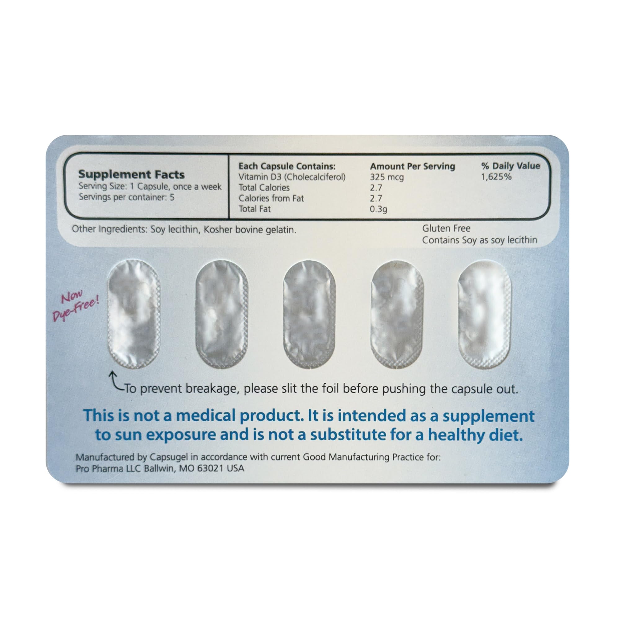 Maximum D3 etiqueta con información de ingredientes y dosis por cápsula