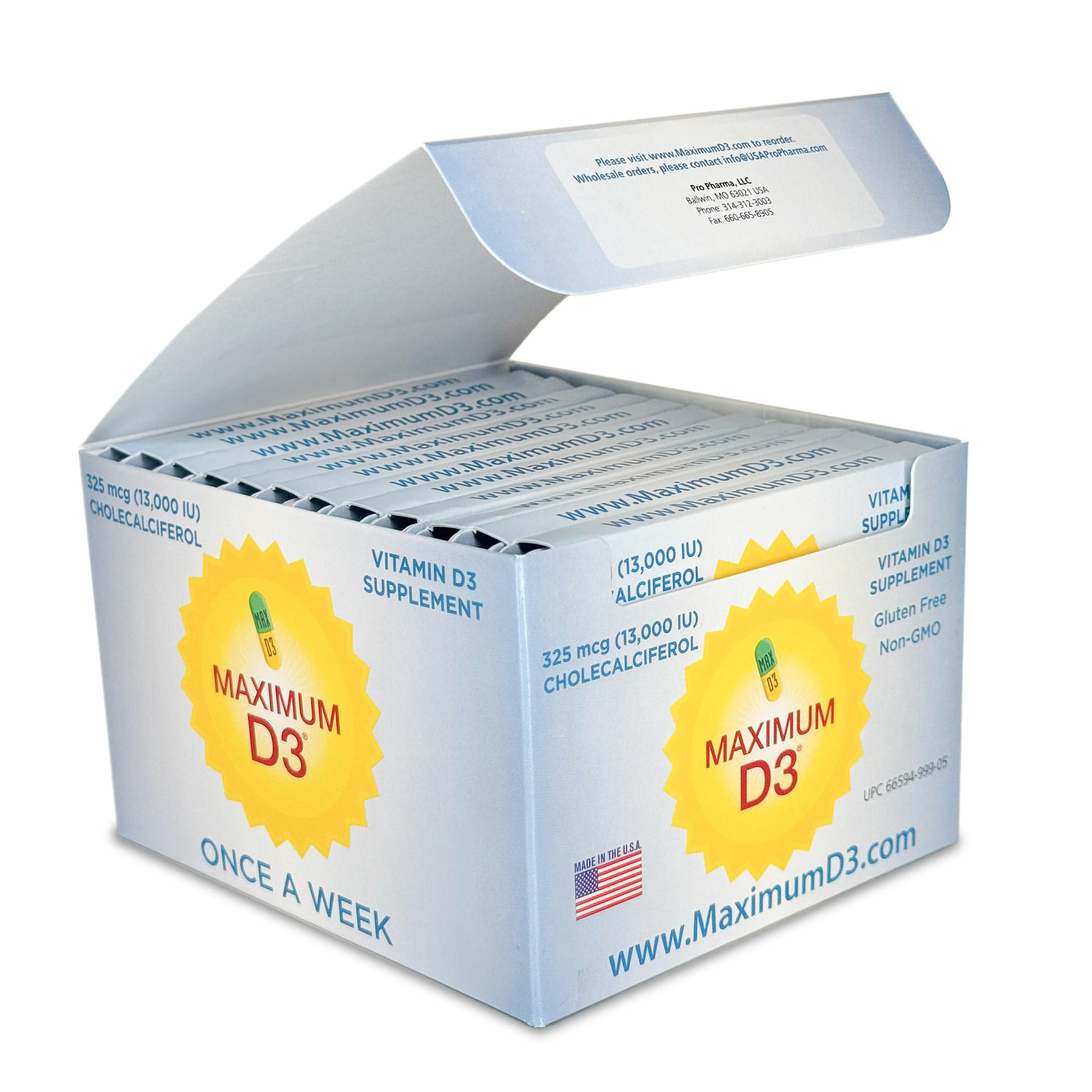 Maximum D3 frente de la caja mostrando diseño y duración de 60 semanas