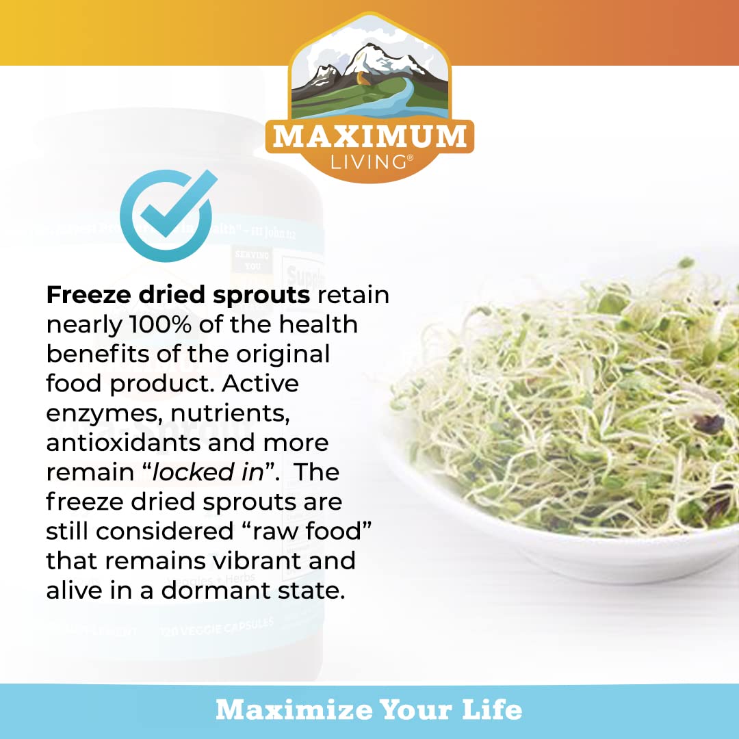 Maximum Living cápsulas junto a una regla para referencia de tamaño