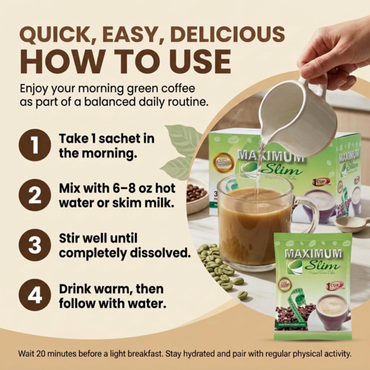 Maximum Slim taza lista para beber, energía matutina y sabor