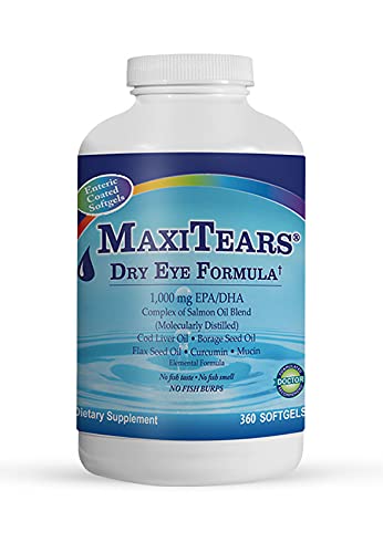 MaxiTears vista frontal del envase mostrando 360 cápsulas y beneficios