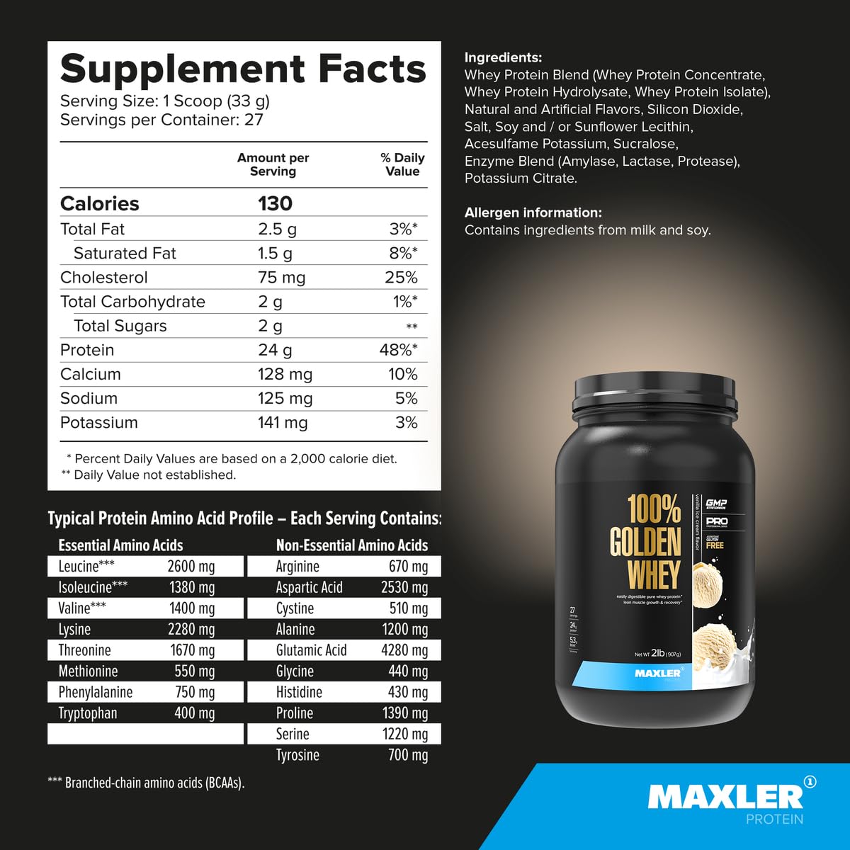 Maxler detalle de la etiqueta e ingredientes, transparencia y calidad GMP