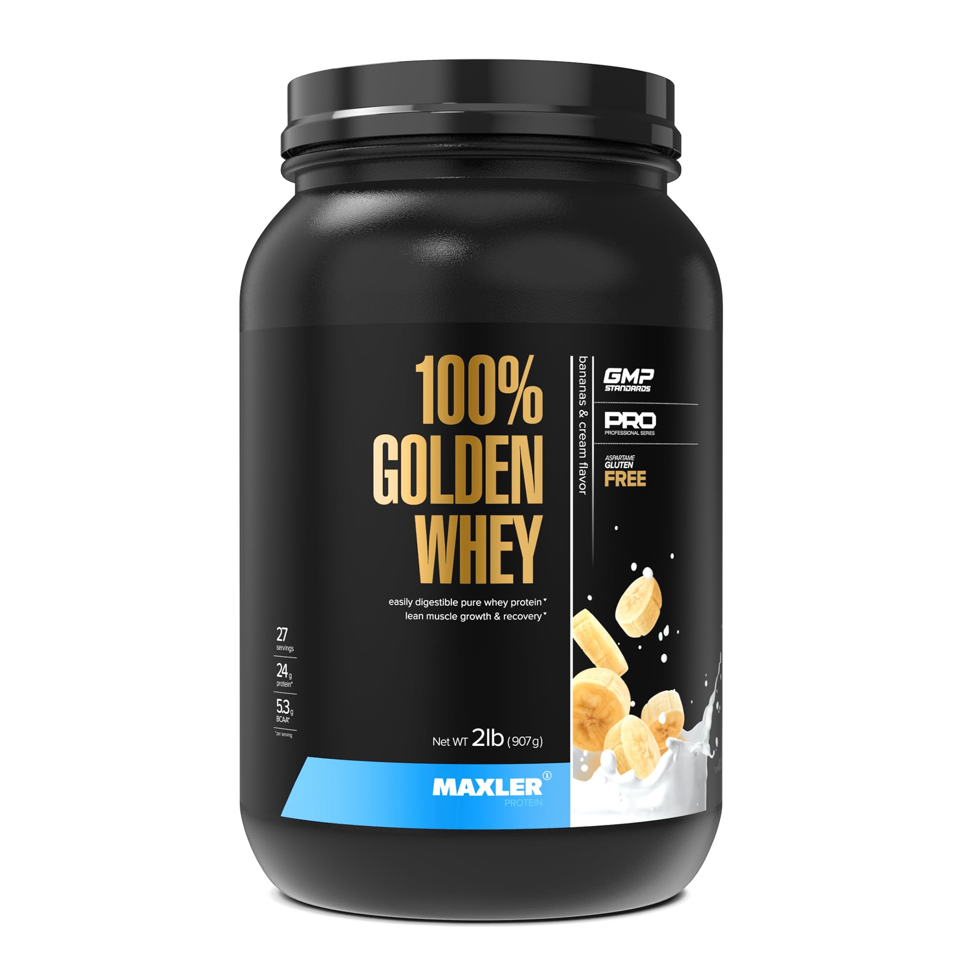Maxler envase frontal banana cream mostrando marca y beneficio sabor cremoso