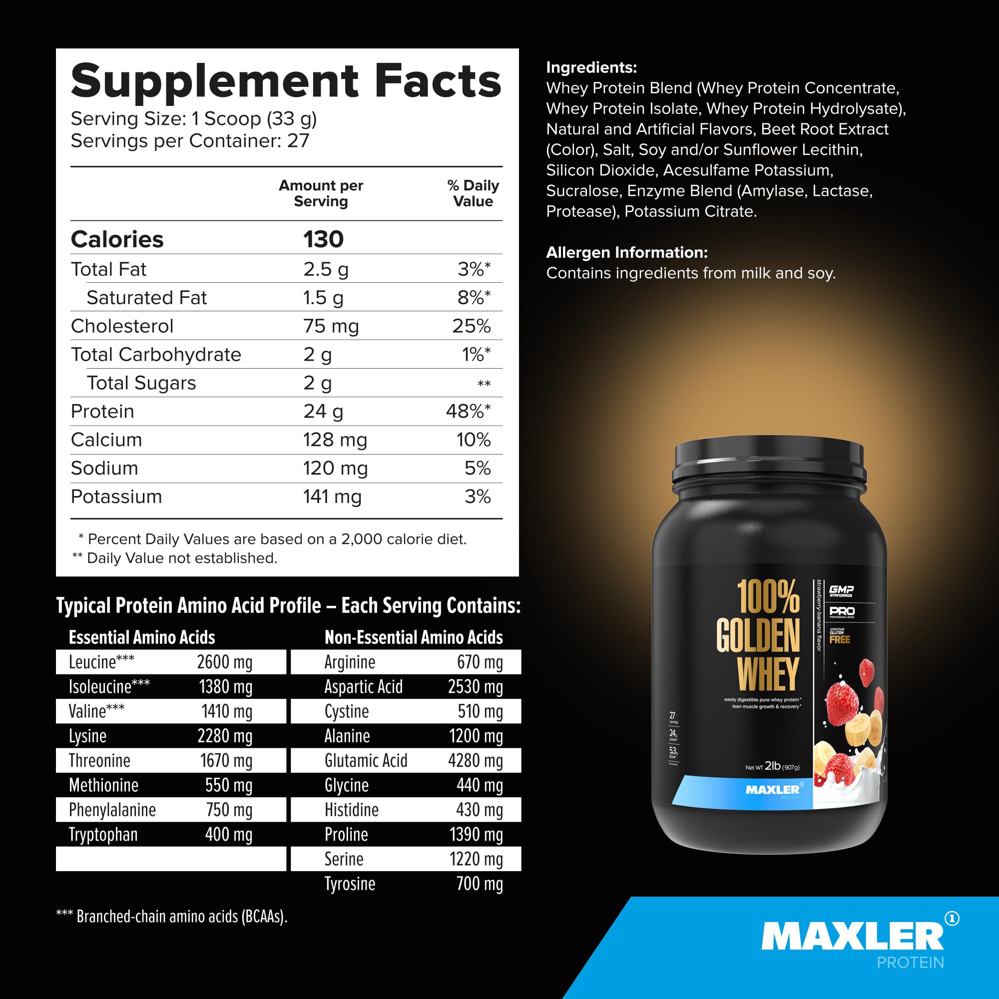 Maxler etiqueta nutricional en primer plano mostrando proteínas, BCAA y enzimas