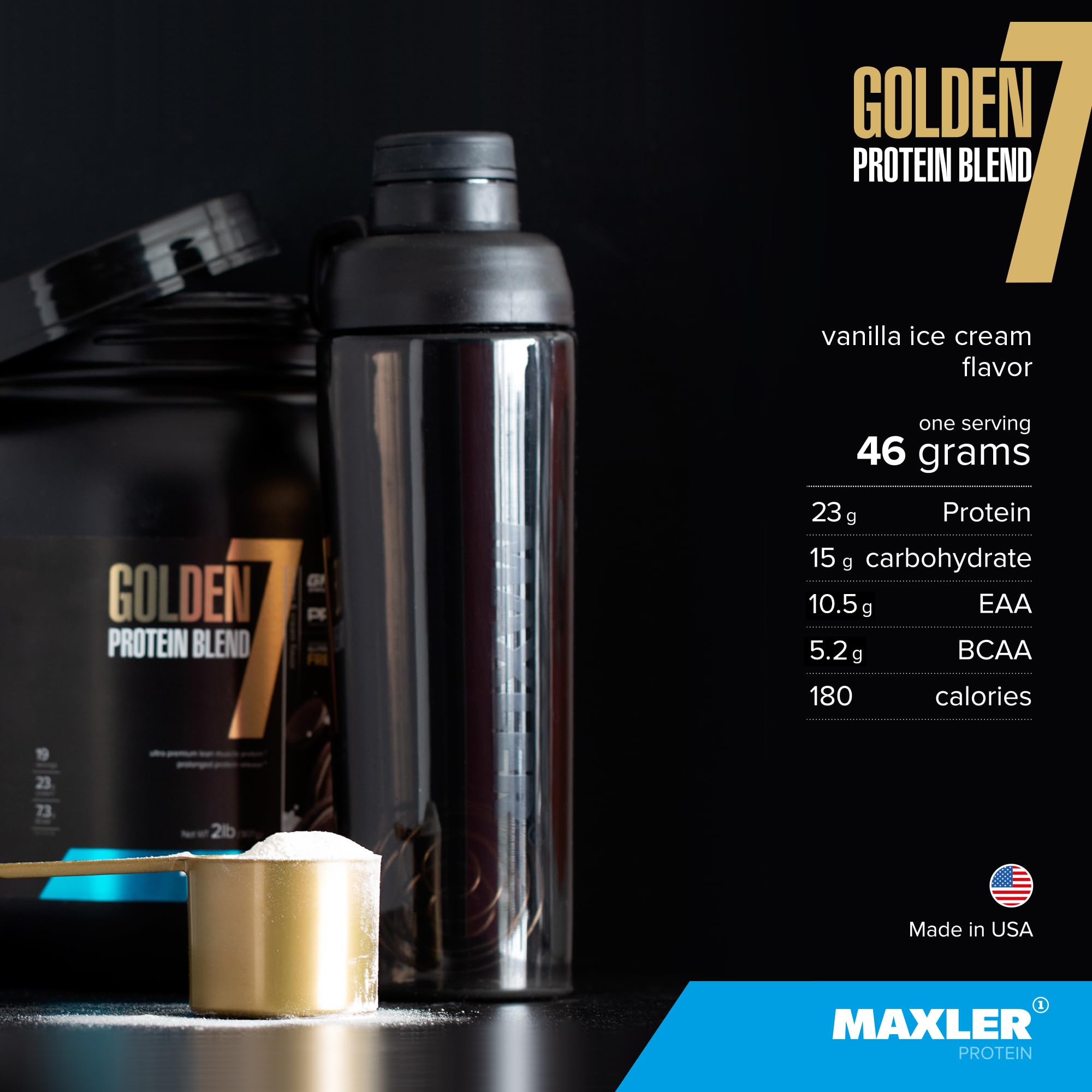 Maxler Golden 7 batido de vainilla cremoso listo para recuperación