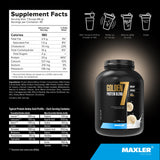 Maxler Golden 7 cuchara medidora con porción demostrando control de ración