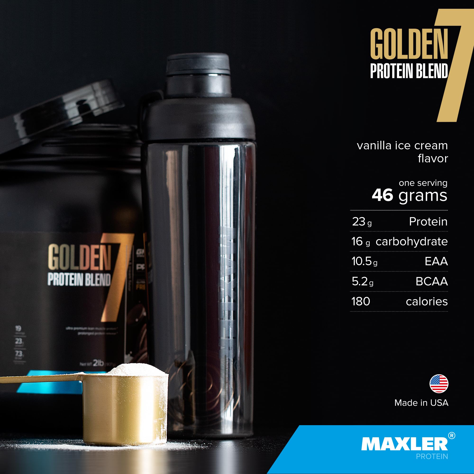 Maxler Golden 7 textura en primer plano, evidencia buena disolución
