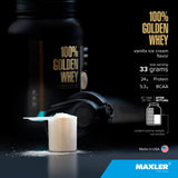 Maxler batido servido en vaso listo para consumir y recuperación rápida