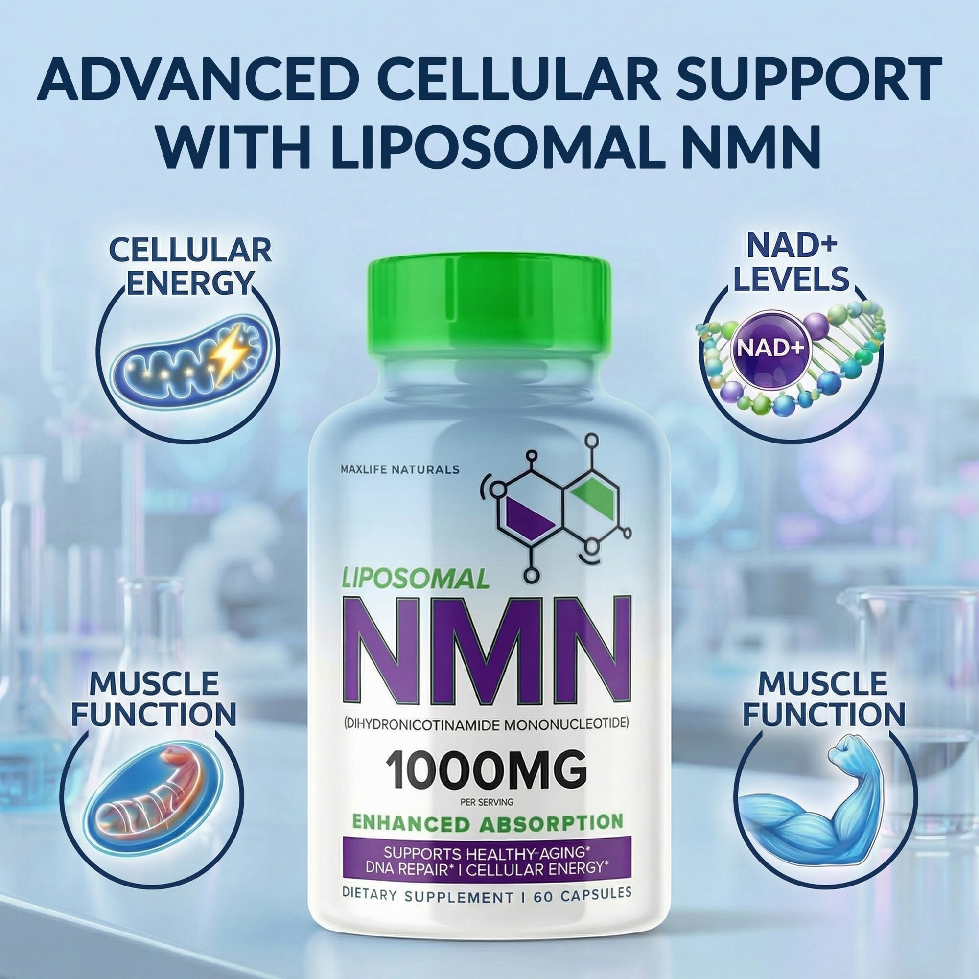 MaxLife Naturals frasco en mano para apreciar tamaño real