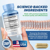 MAXLIFE NATURALS etiqueta con ingredientes destacando Glucovantage patentado