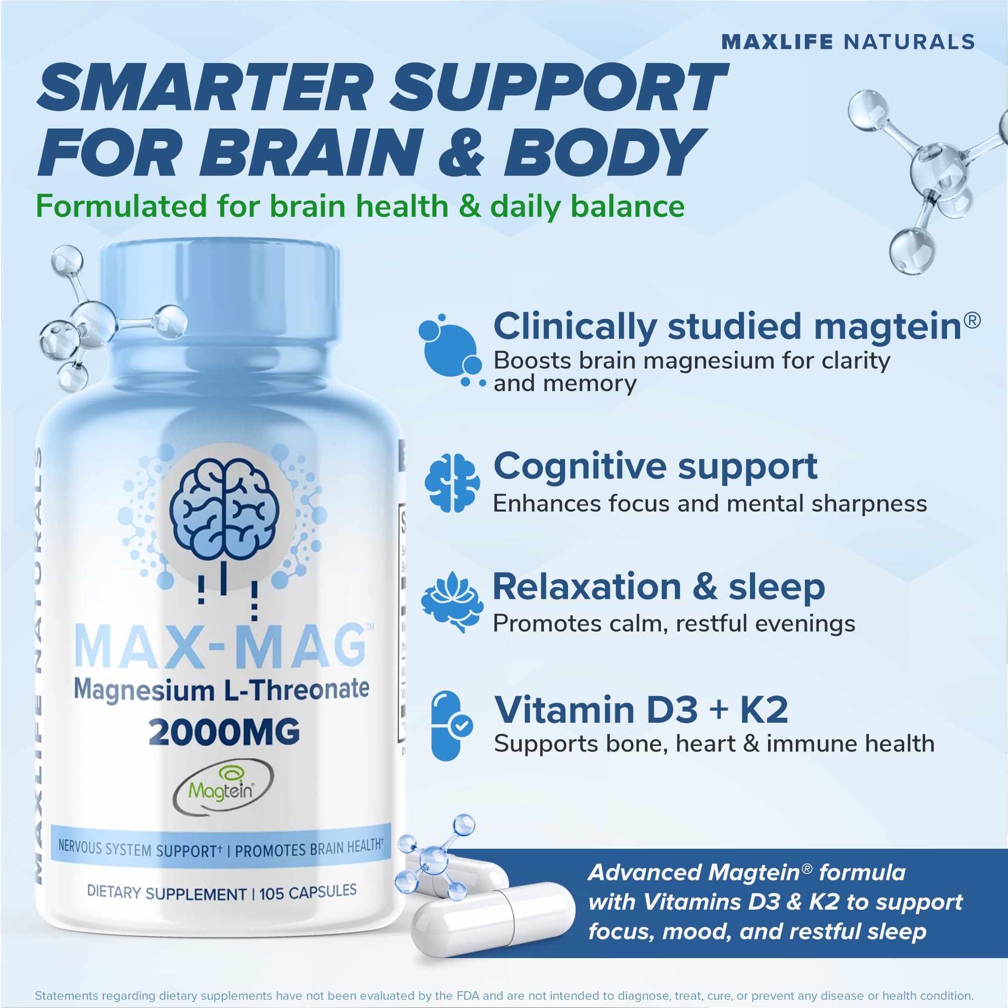 MAXLIFE NATURALS cápsulas cerca, enfatizando pureza y dosificación