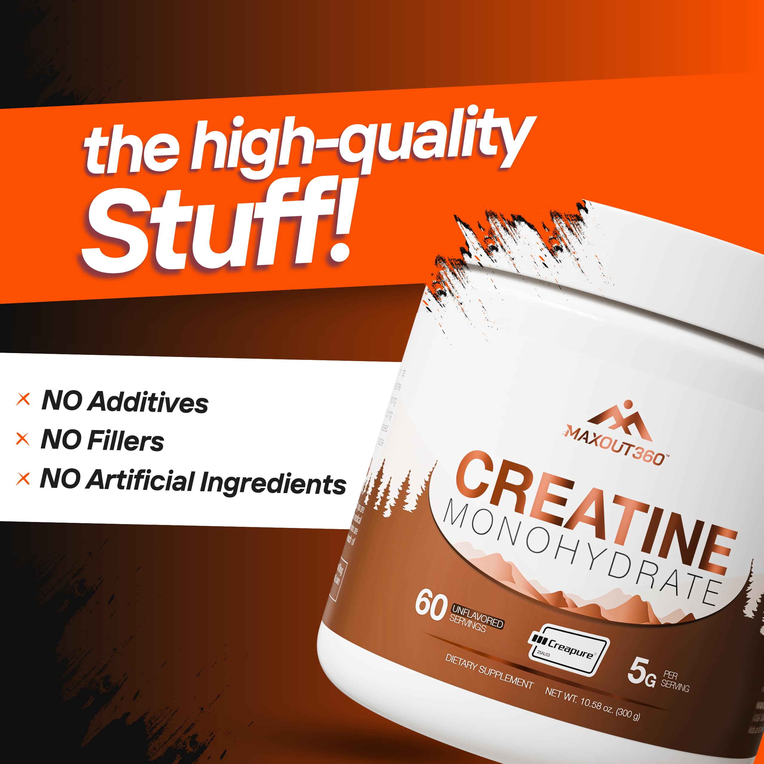Estética de producto MaxOut360 Creapure en mesa, integración lifestyle