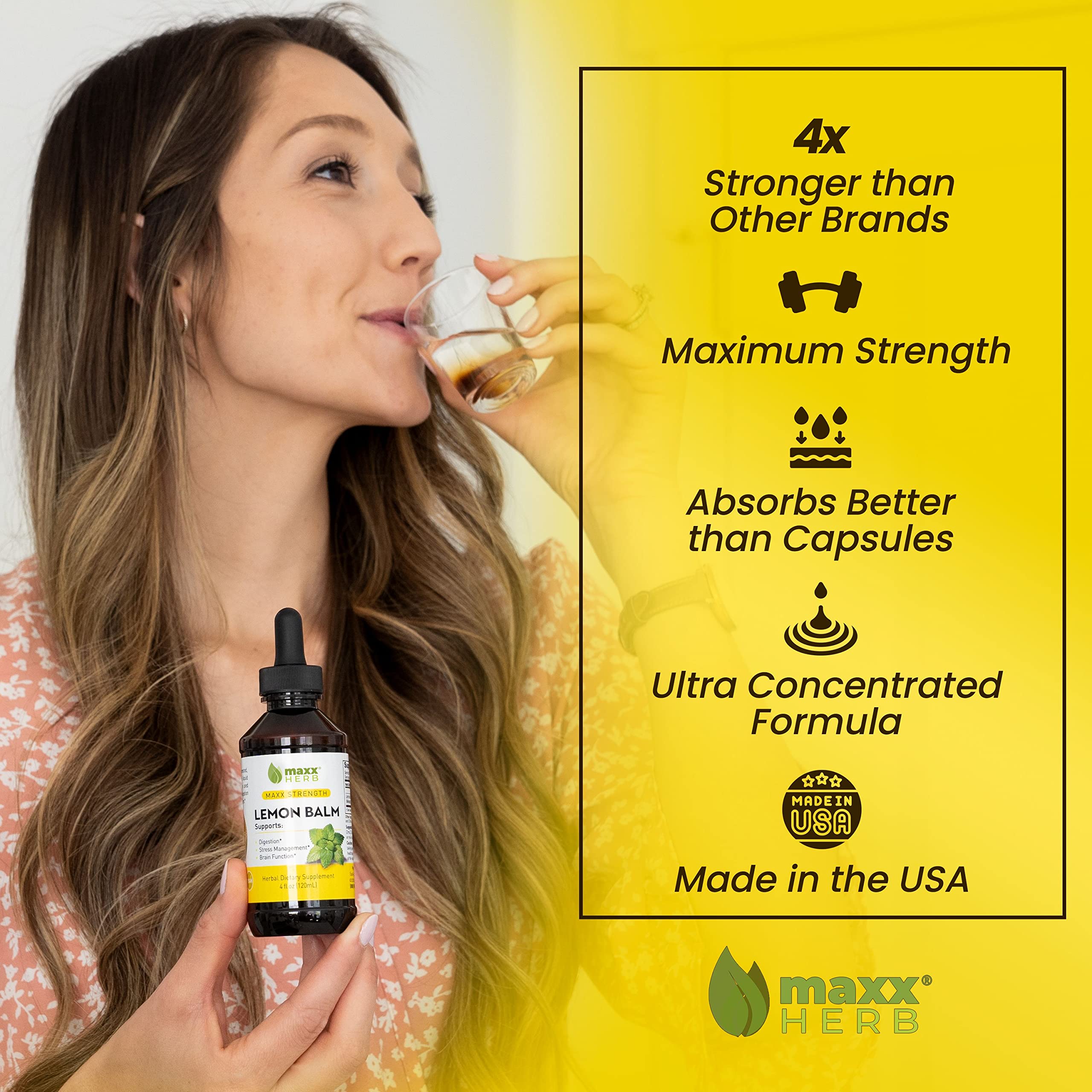 Maxx Herb textura de gotas en gotero destacando pureza y glicerina vegetal
