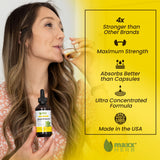 Maxx Herb textura de gotas en gotero destacando pureza y glicerina vegetal