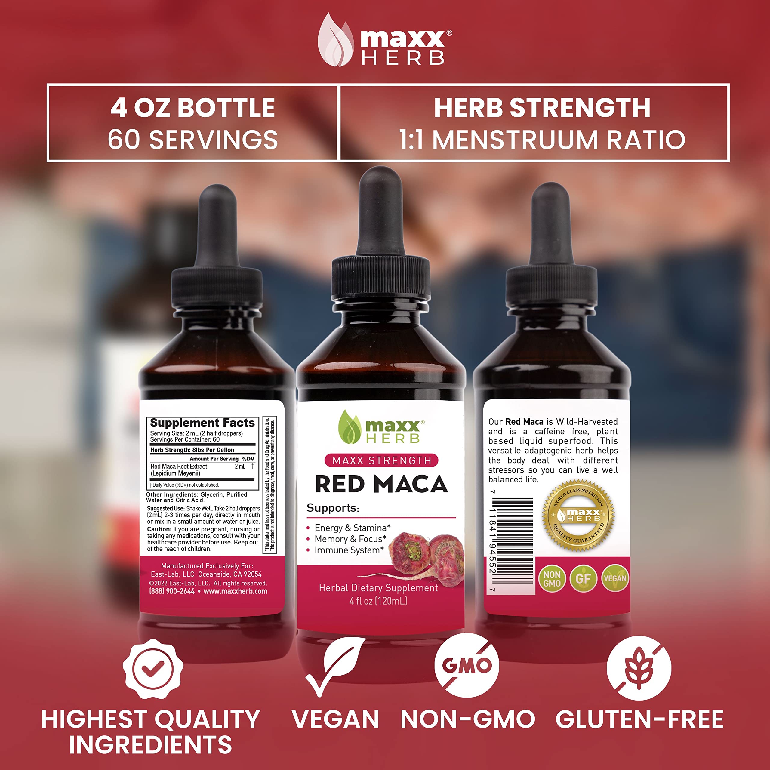 Maxx Herb gotas en batido energizante, muestra mezcla rápida y absorción