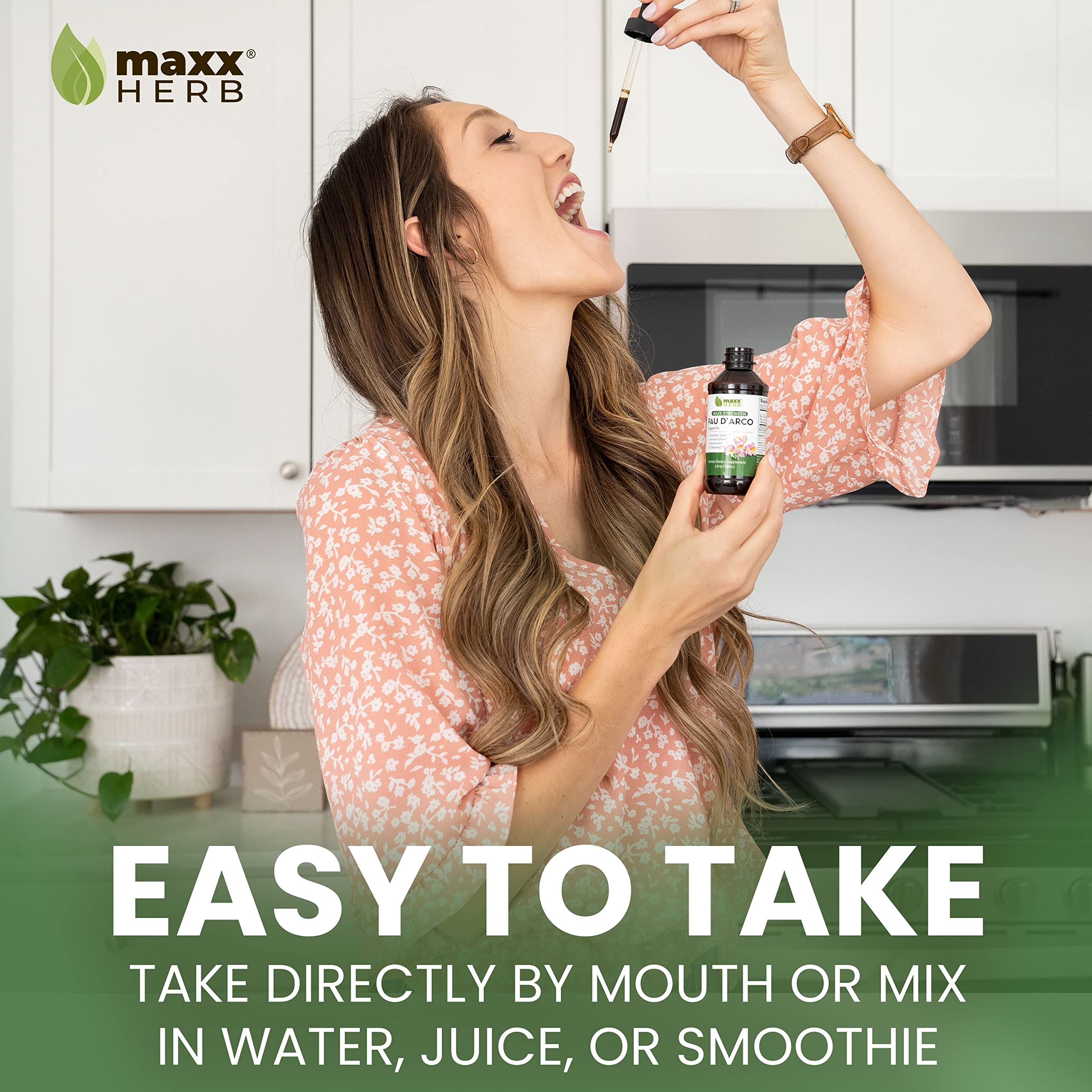 Maxx Herb botella 4 oz junto a regla para comparar tamaño y porciones