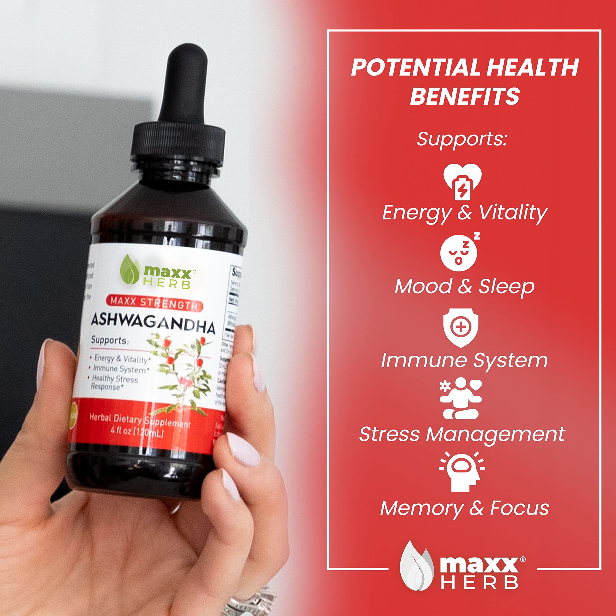 Maxx Herb gota de extracto líquido resaltando textura y pureza