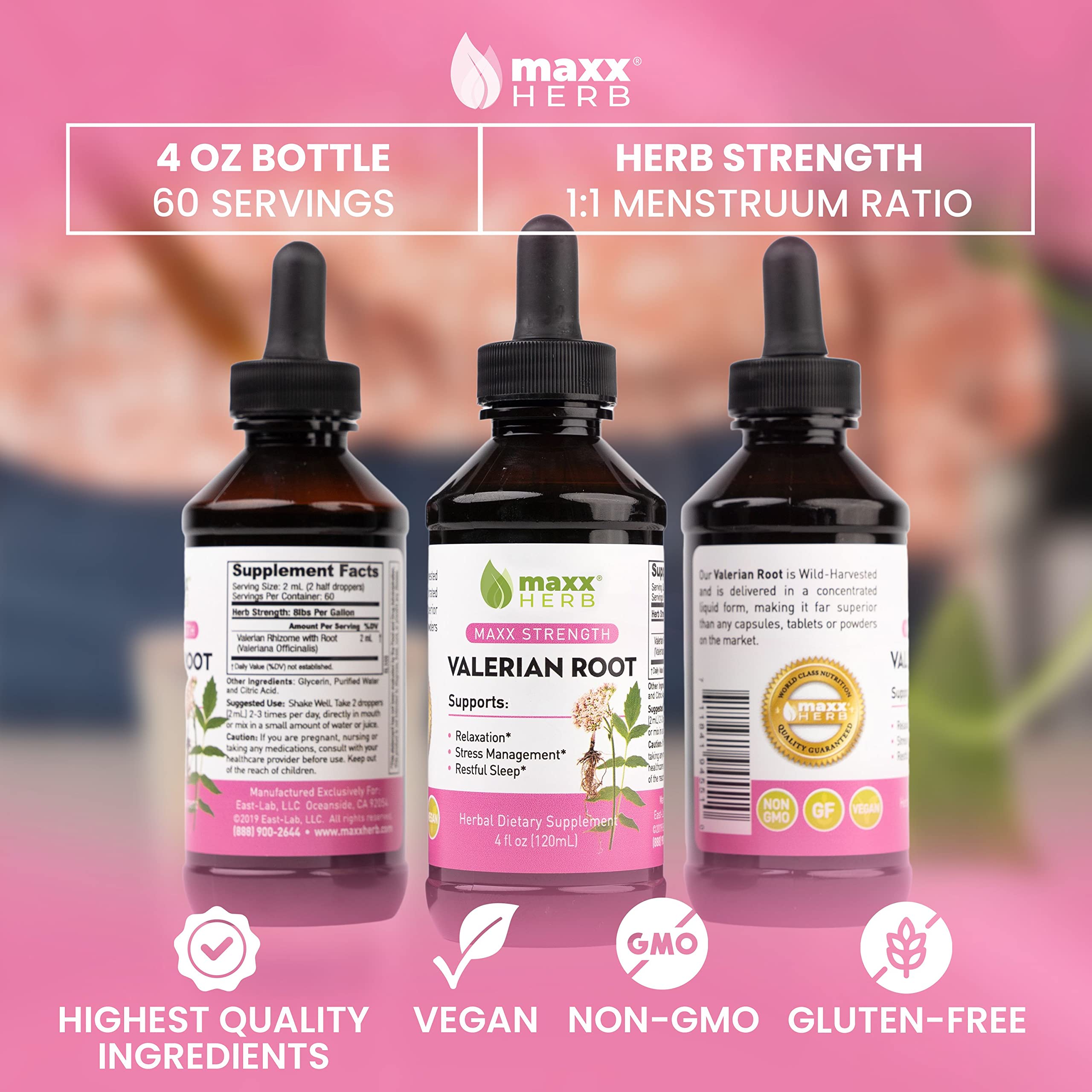 Maxx Herb junto a una regla para comparar tamaño del frasco y cantidad por envase