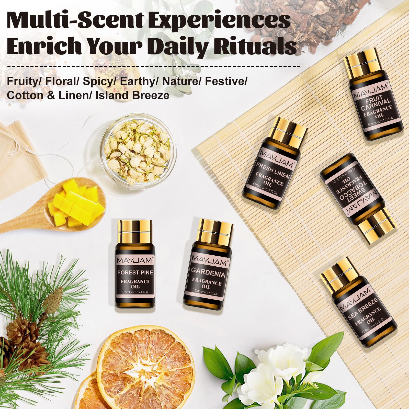 MAYJAM aceite añadido a difusor creando ambiente acogedor