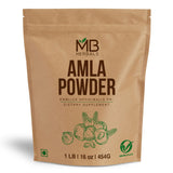 MB Herbals frente del empaque de amla 454 g muestra ingredientes y beneficio pureza