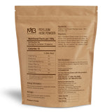 MB Herbals polvo de psyllium en primer plano mostrando textura fina y mezcla sin grumos
