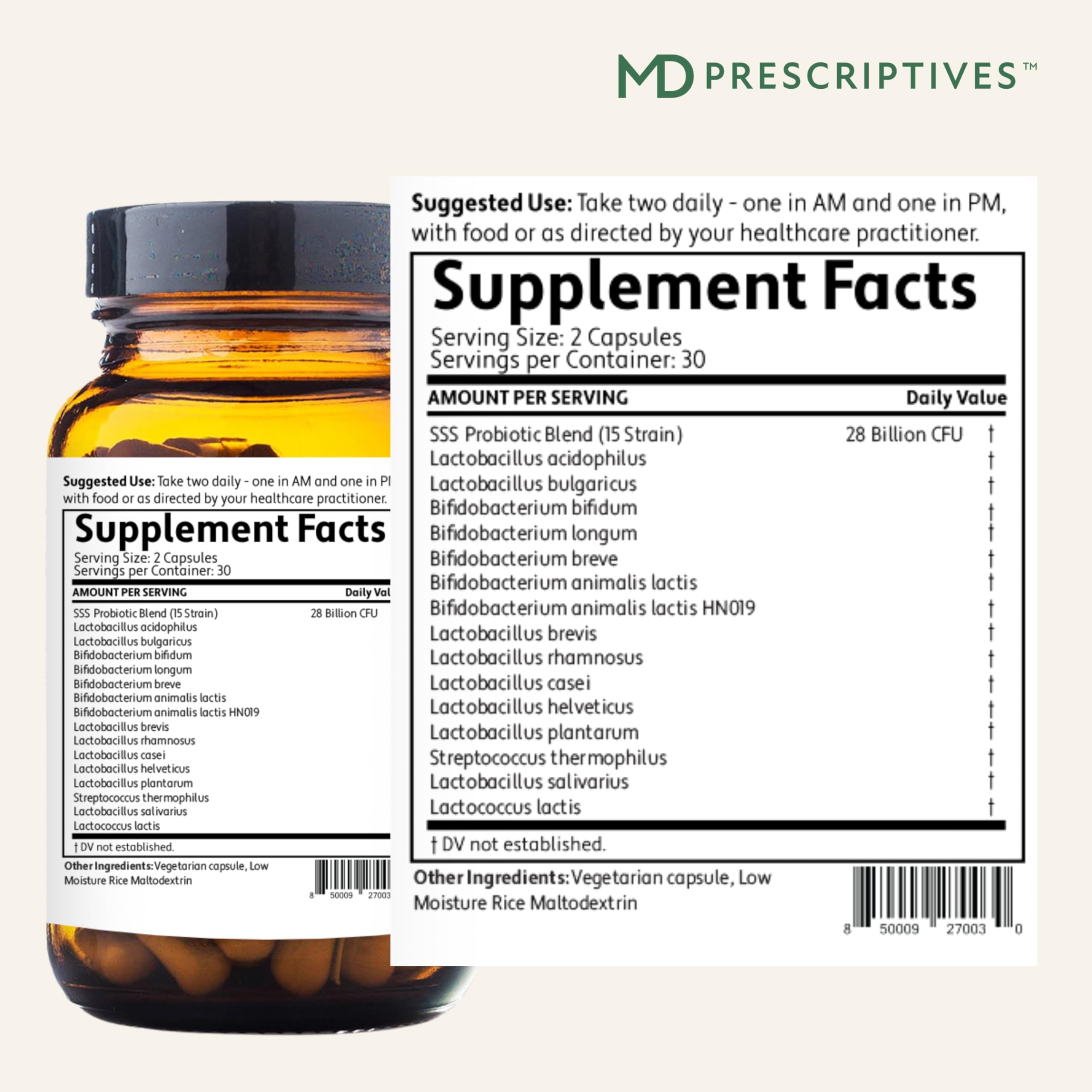 MD Prescriptives PureBiotic cápsula abierta mostrando contenido y estabilidad