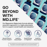 MD.LIFE cápsulas de magnesio bisglycinate detalle, fácil de tragar