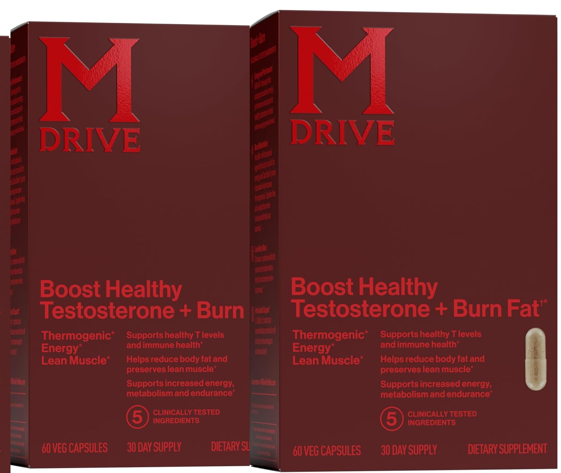 Mdrive Boost and Burn envase frontal mostrando etiqueta y beneficios visibles