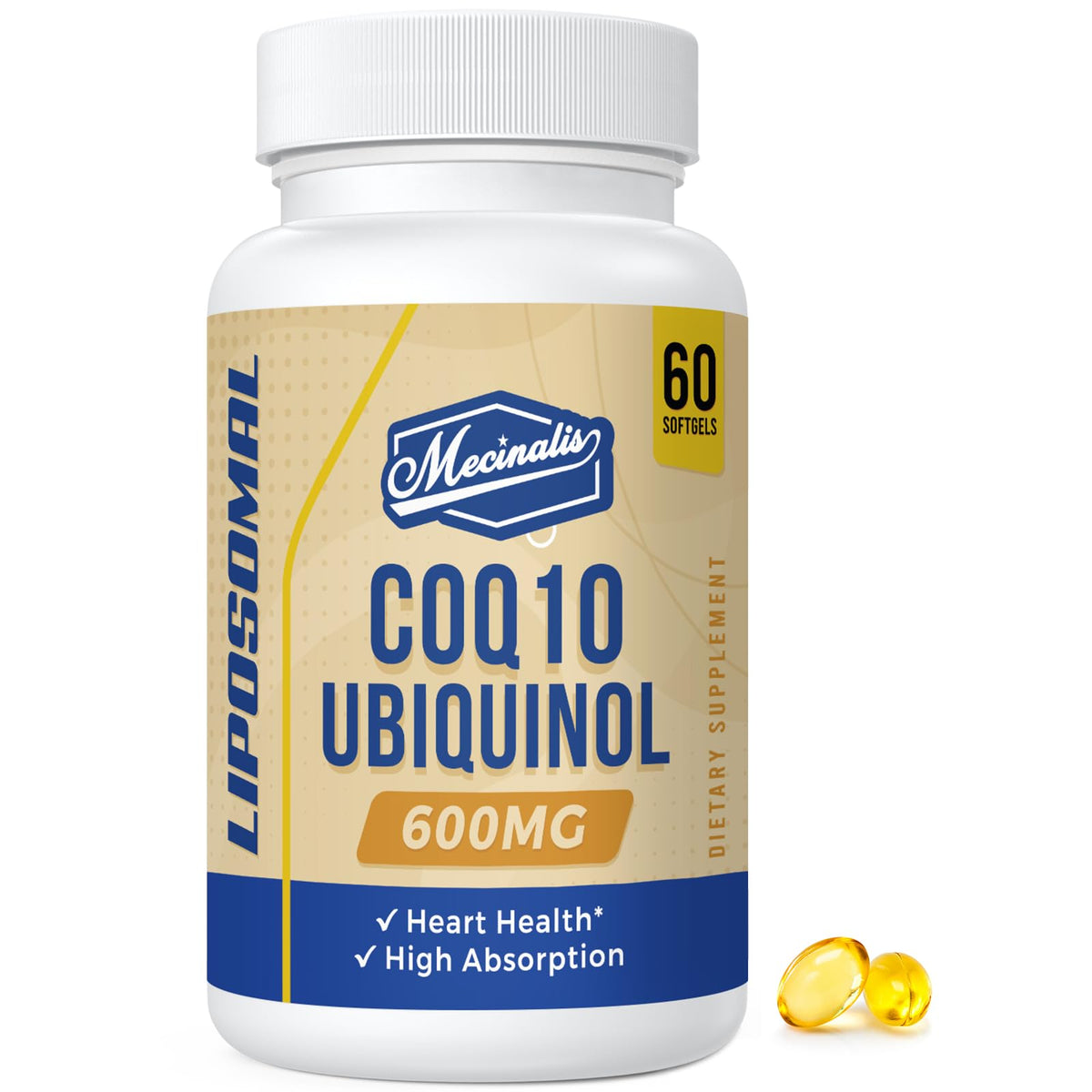 Mecinalis frente del envase mostrando 600 mg y 60 softgels, claridad y confianza
