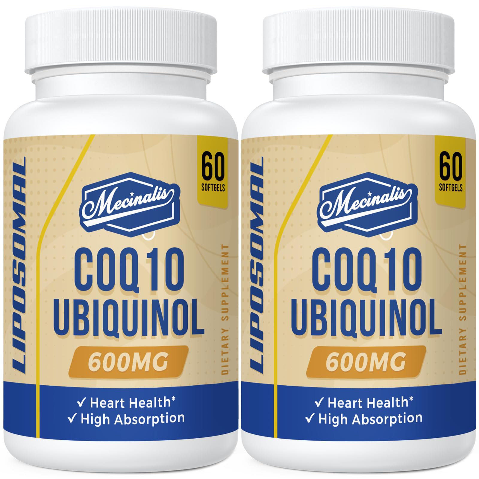 Mecinalis envase frontal CoQ10 600 mg mostrando cantidad y forma