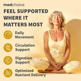 MEDCHOICE etiqueta con tabla nutricional y lista de ingredientes clara