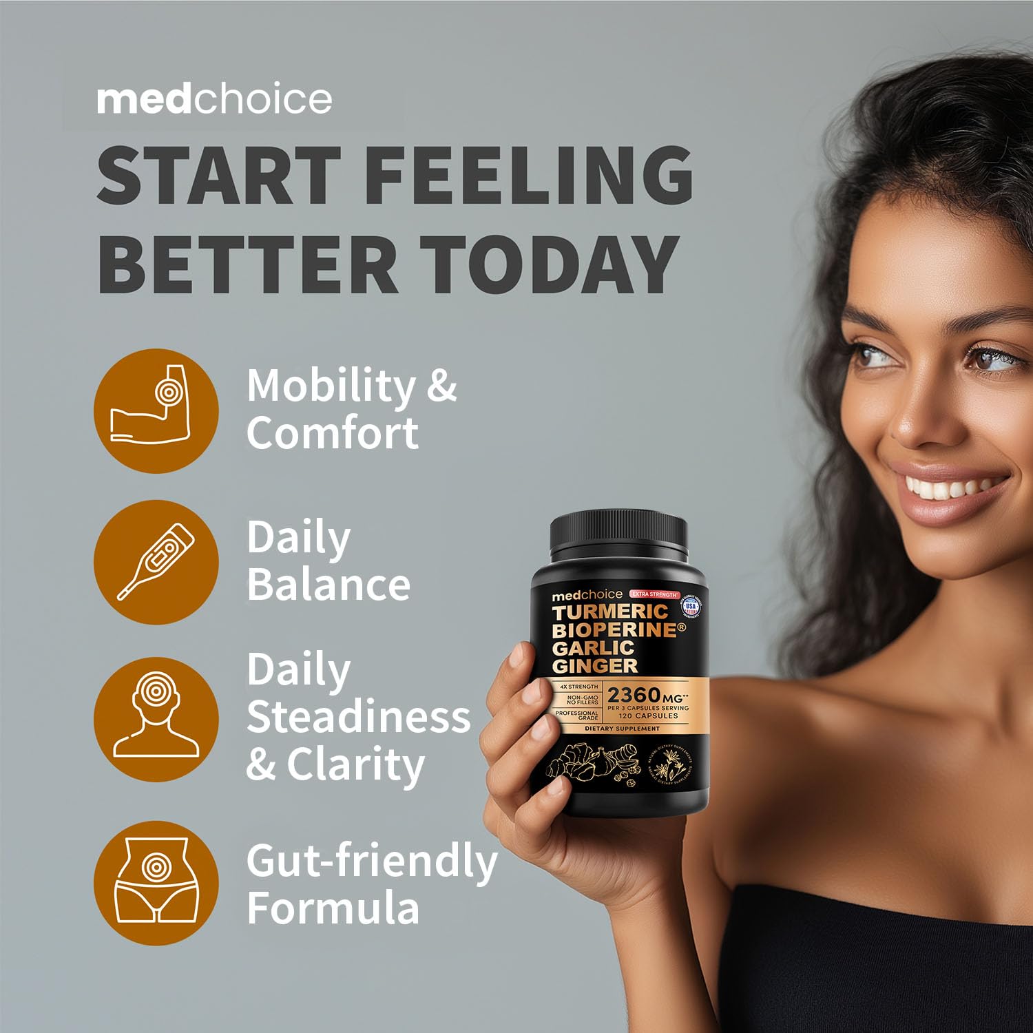 MEDCHOICE etiqueta nutricional clara mostrando ingredientes y dosis