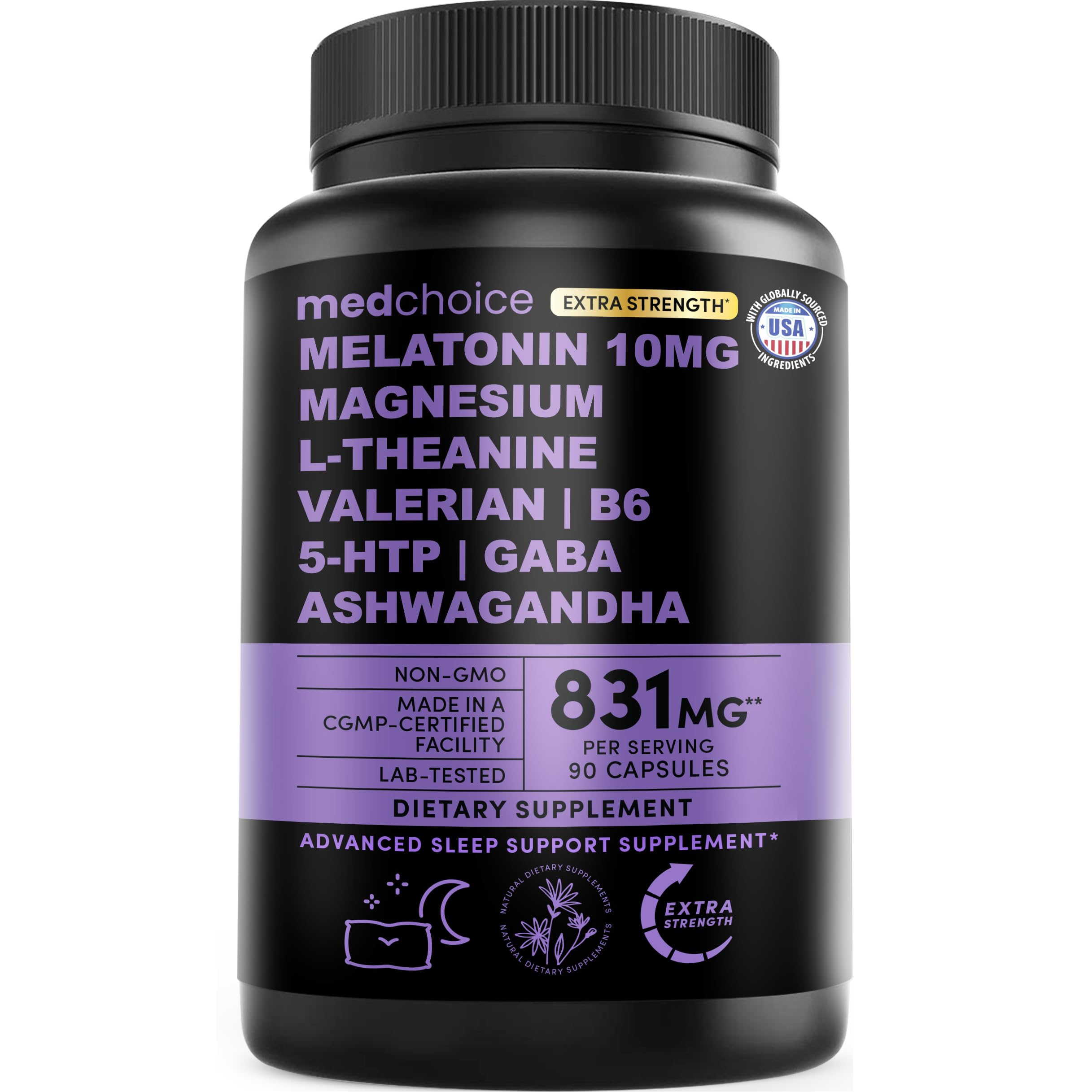 MEDCHOICE frente del empaque mostrando 90 cápsulas y etiqueta clara