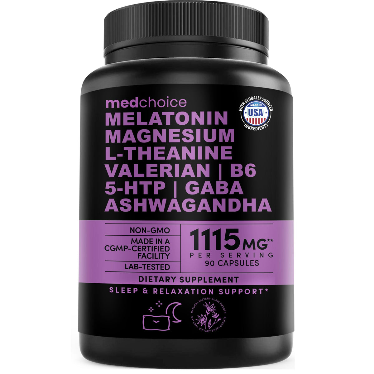 MEDCHOICE envase frontal mostrando 90 cápsulas y beneficios clave