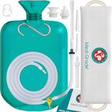 Medi Grade bolsa de enema 2L turquesa muestra frontal y capacidad clara