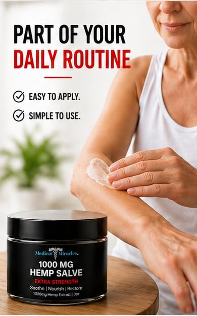 Medical Miracles frasco abierto con salve visible, envase limpio y compacto