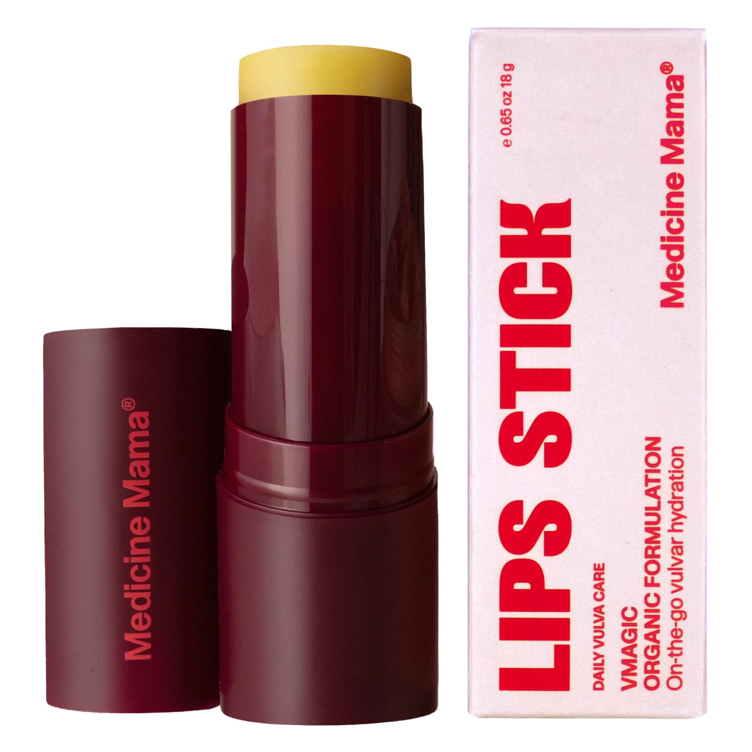Medicine Mama's Apothecary envase frontal VMAGIC Lips Stick muestra beneficios