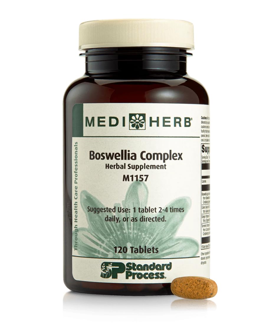Standard Process Inc. MediHerb Boswellia Complex frontal del envase muestra dosificación y beneficios