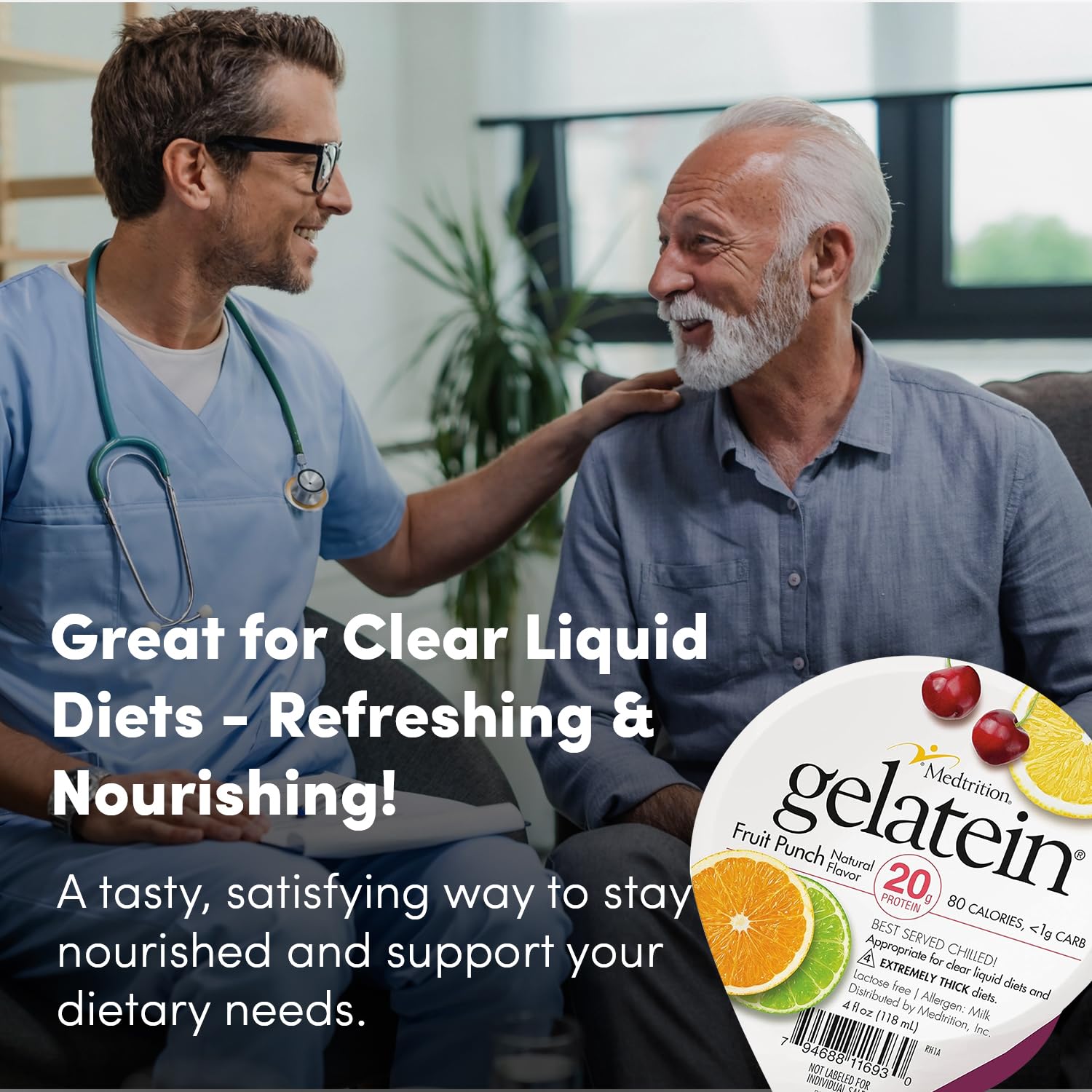 Medtrition Gelatein etiqueta nutricional visible con 20 g de proteína