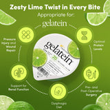 Medtrition Gelatein Lime comparada con mano para visualizar tamaño y porción