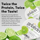 Medtrition Gelatein Lime primer plano de textura, consistente para deglución segura