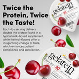 Medtrition Gelatein Plus Cherry escala con mano, tamaño práctico y portátil