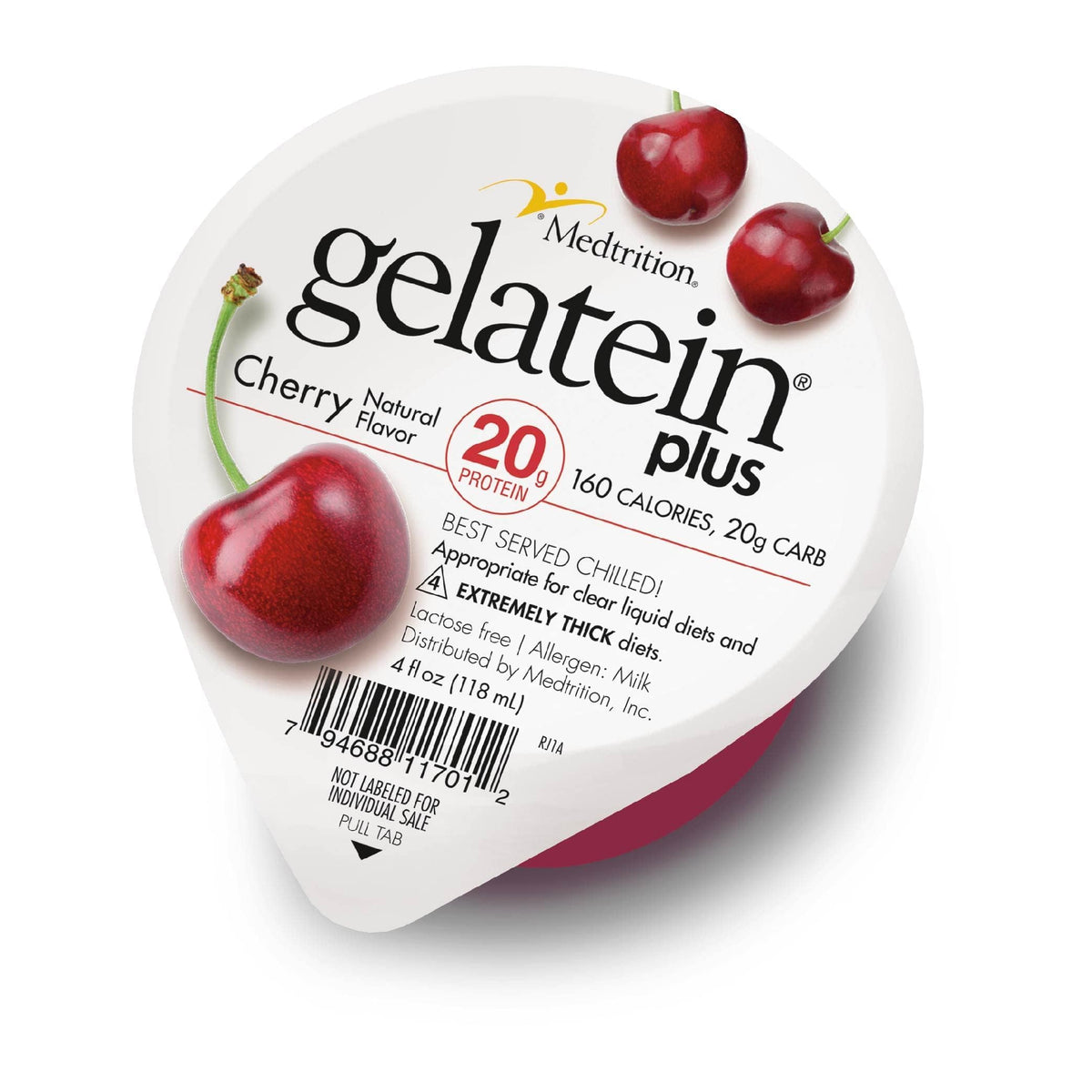Medtrition Gelatein Plus Cherry empaque frontal, cómodo para administración
